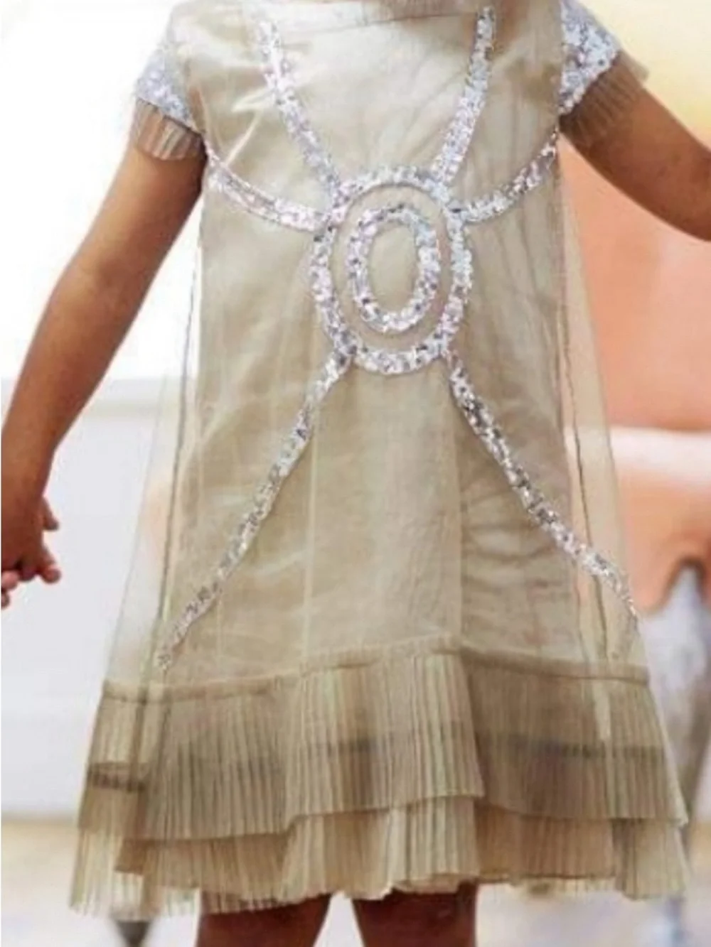 Mia Joy-Joyfolie Girls' Shimmery Gold Party Dress with Sequin Trim-1920’s